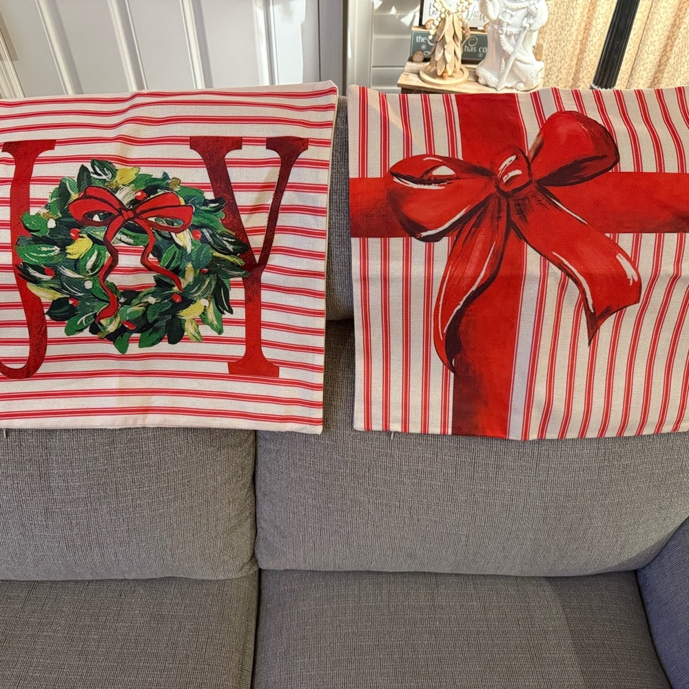 Festive Red and Green Holiday Pillow Covers NWOT